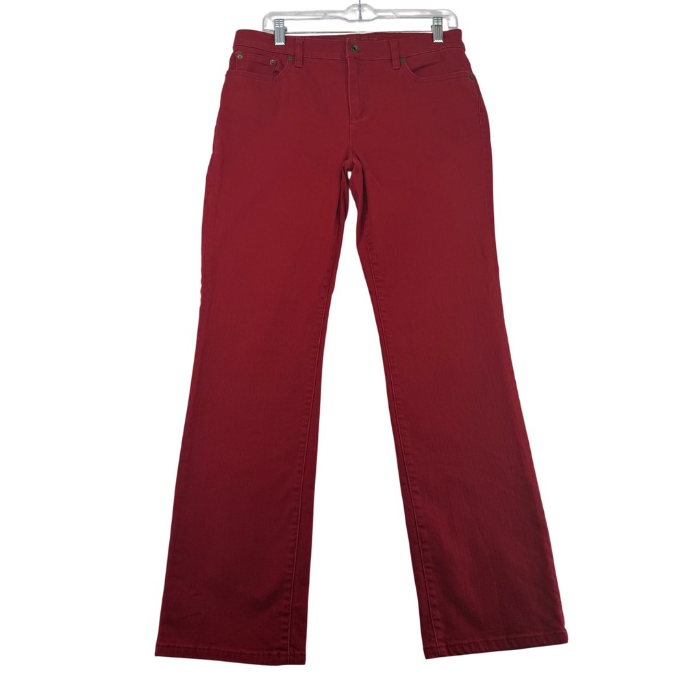 LRL Lauren Jeans Co Women 10 Red Classic Straight Leg Denim Stretch Preppy Y2K